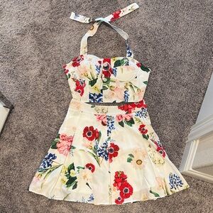 Dolce & Gabbana Floral Print Halter 2 Piece Set